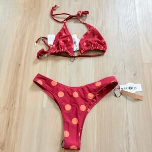 Leni Swims Flora Reversible Star Bikini Top + Mila Bottom Set Size S